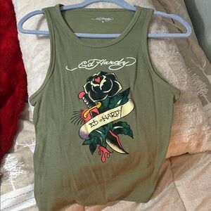 Ed Hardy Olive Graphic Tank